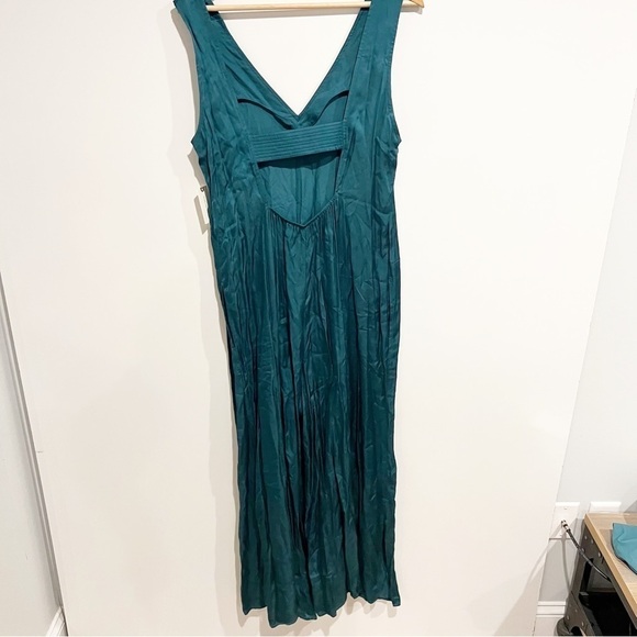 NWT Anthropologie Juniper Dark Turquoise Wide-Leg V-Neck Cut-Out Jumpsuit - Picture 5 of 11